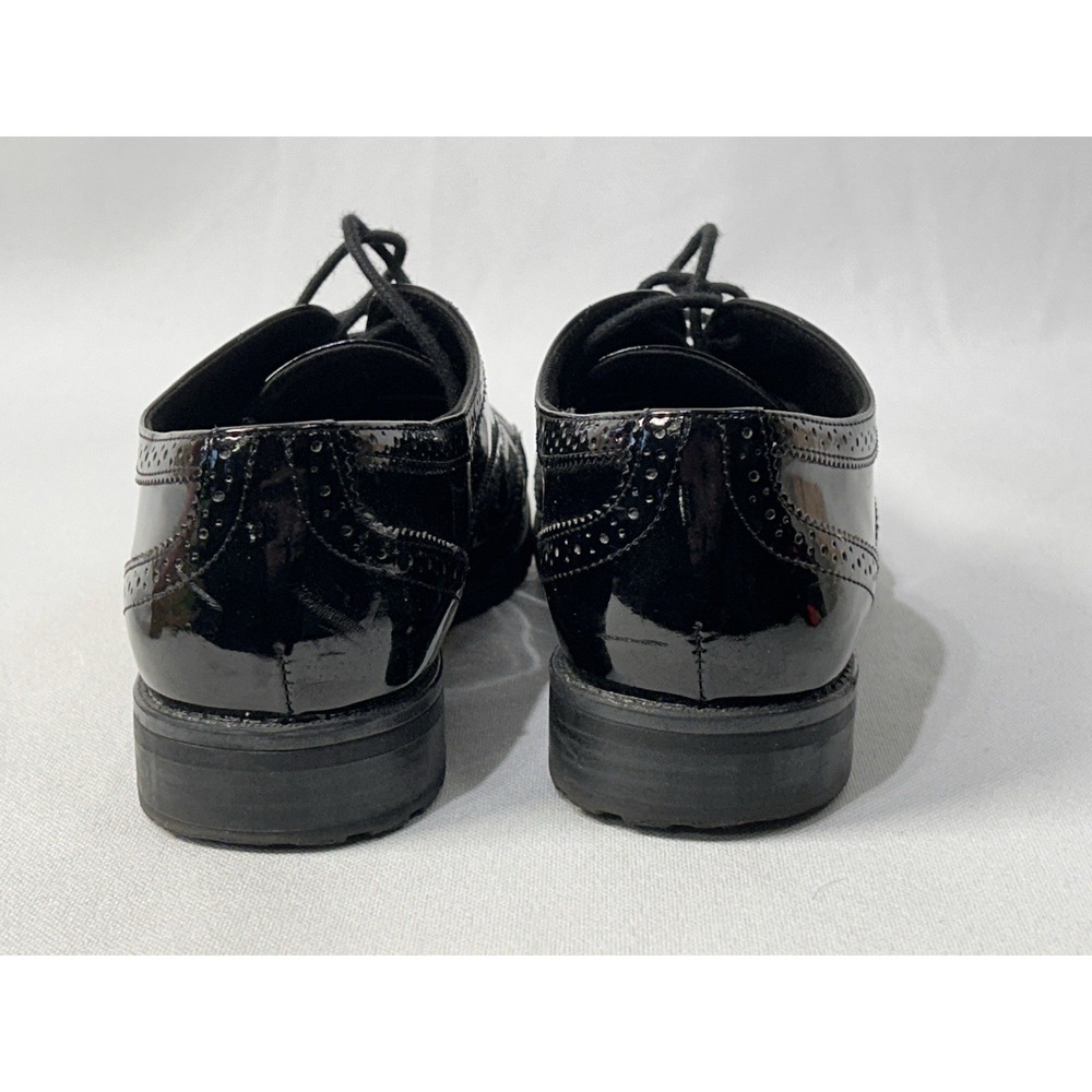 Ann Klein IFLEX Man Made Material Oxford Wing Tip 8M- BLACK GLOSS - Picture 4 of 8